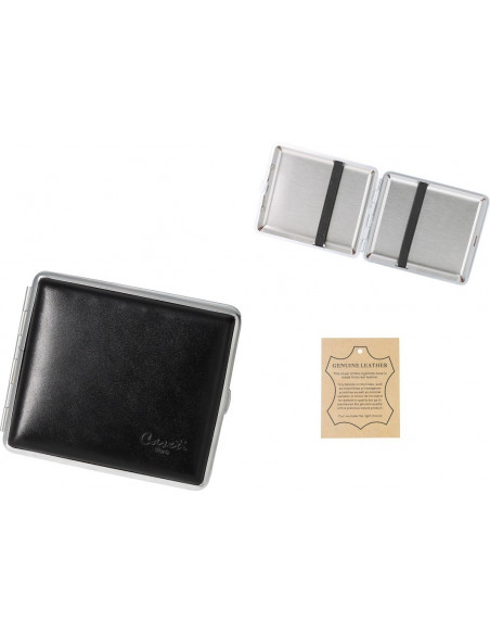 Caseti kožená tabatierka / 18ks - čierna