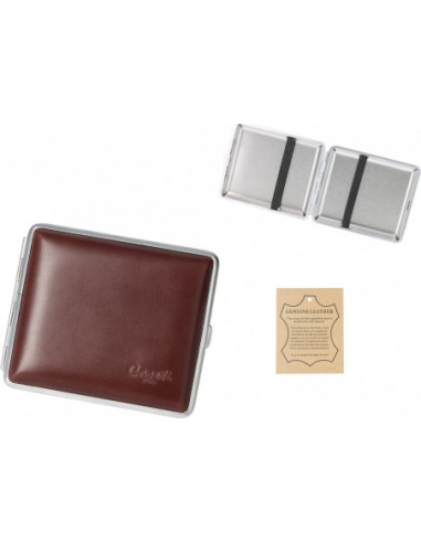 Tabatěrka Caseti kožená / 18ks - tmavě hnědá