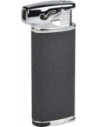 This high-quality metal pipe lighter features a side flame and a finely textured black semi-matte finish with glossy chrome details. The pipe lighter is equipped with a practical integrated pipe tamper, an essential everyday tool for every pipe smoker. The filling valve and flame adjustment control are located on the bottom of the lighter. The lighter comes in a gift box.