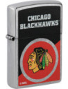 Zippo zapalovač s logem hokejového týmu Chicago Blackhawks. Zippo je kovový benzinový zapalovač s doživotní zárukou a více než 90letou tradicí. Tyto kvalitní zapalovače se vyrábějí výhradně v USA.