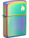 Zippo zapalovač s duhovým lesklým povrchom a výrazným designem plamene. Zippo je kovový benzínový zapalovač s doživotní zárukou a více než 90letou tradicí. Tyto kvalitní zapalovače se vyrábějí výhradně v USA.