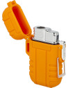 Outdoor lighter in a waterproof, resealable case. The rubberized surface ensures a secure grip and impact resistance. Includes a lanyard. Supplied in gift packaging.