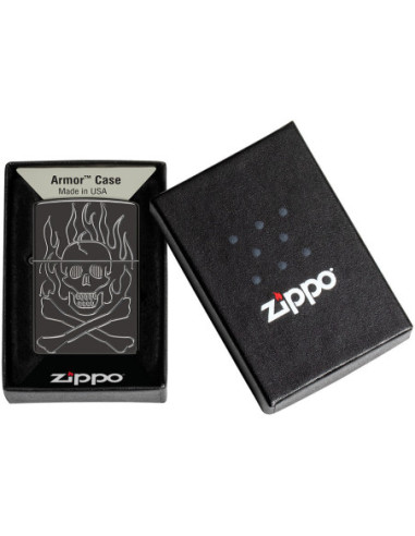 Zippo Armor Flaming Skull
