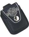 Zippo lighter pouch with Harley Davidson logo.
