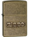 Zippo lighter with an antique finish and raised Zippo logo. Zippo is a metal gasoline lighter with a lifetime warranty and over 80 years of tradition. These high-quality lighters are exclusively manufactured in the USA.
