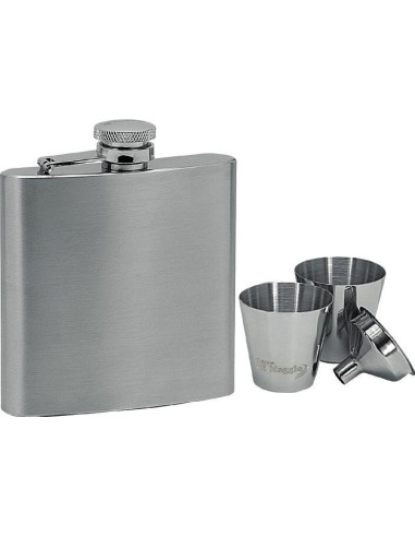 Classic hip flask + 2 shot glasses