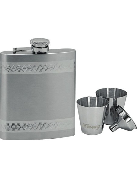 Folk flask + 2 glasses