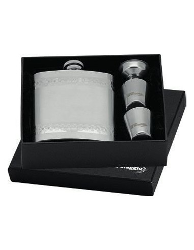 Folk flask + 2 glasses