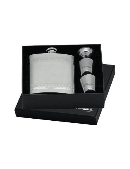 Folk flask + 2 glasses