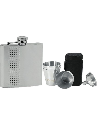Pierced Flask + 4 Shot Glasses