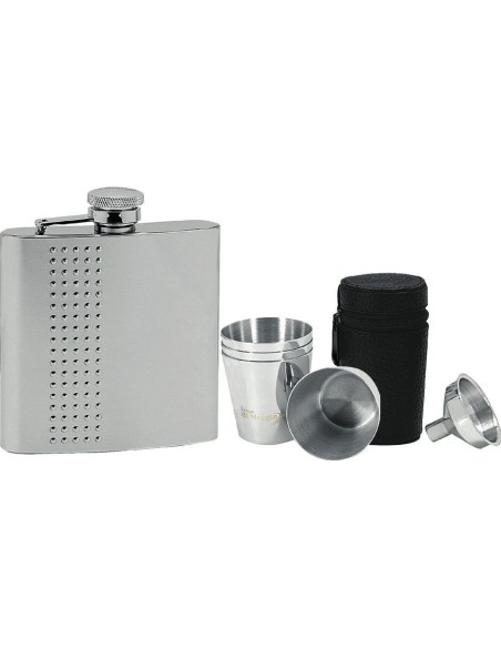 Pierced Flask + 4 Shot Glasses
