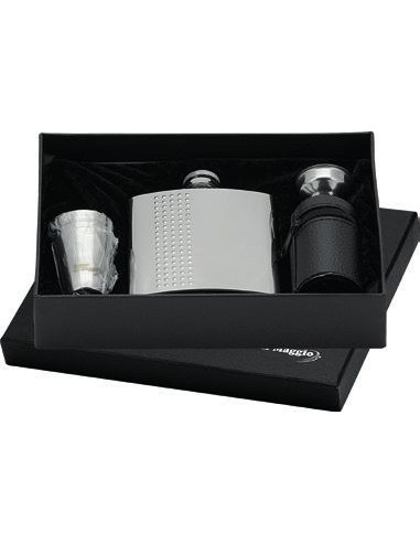 Pierced Flask + 4 Shot Glasses