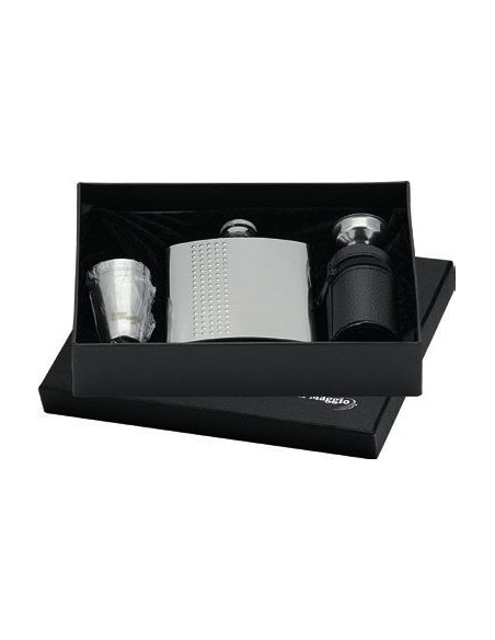 Pierced Flask + 4 Shot Glasses