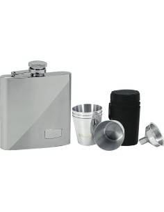 Split flask + 4 shot glasses