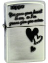 Zberateľský Zippo zapaľovač s nápisom You gave your heart to me, so I'm gonna give you mine. Zapaľovač bol vyrobený v USA, odkiaľ bol prepravený do Japonska, kde bol upravený do finálnej podoby, ktorú vidíte na fotke. Samozrejmosťou je doživotná záruka.