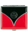 Red retro cigarette case inspired by the legendary Volkswagen Samba. Manufactured from 1951 onwards, the Samba was the most luxurious version of the T1 minibus. The cigarette case is available in various colours and comes in an attractive gift box. It holds 18 standard cigarettes.