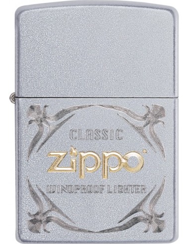 Engraved Zippo Lighter Scroll Satin Chrome Zippo Lighter