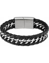 Bracelet made of stainless steel chain wrapped in leather. The connection of the bracelet is magnetic. The bracelet comes in a nice gift box. The size of the bracelet is 20cm x 14mm x 8mm.