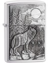 Originálny Zippo zapaľovač s motívom vlka. Zippo je kovový benzínový zapaľovač s doživotnou zárukou a viac ako 80 ročnou tradíciou. Tieto kvalitné zapaľovače sa vyrábajú výhradne v USA.