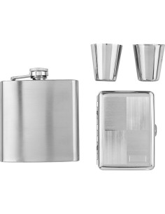 Silver Darčekový set ploskačka, poháriky a tabatierka