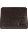 Kožená peněženka Zippo. Peněženka má přihrádku na mince, jednu přihrádku na bankovky, 3 na kreditní karty a 2 na větší doklady. Rozměry peněženky jsou 86 x 108 x 25 mm. Peněženka je dodávána v pěkné dárkové krabičce.