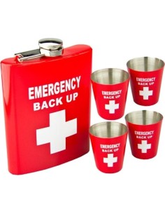 Ploskačka Emergency Backup + 4 poháriky