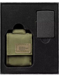 Zippo Black Crackle + Tactical Case – Green