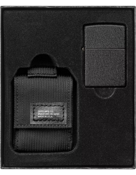 Zippo Black Crackle + taktické pouzdro – černé