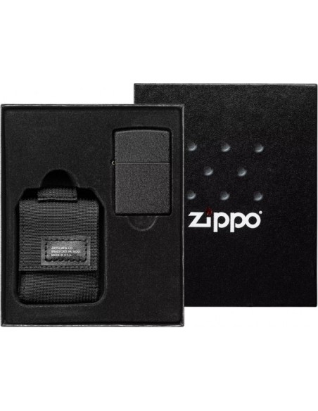 Zippo Black Crackle + taktické pouzdro – černé