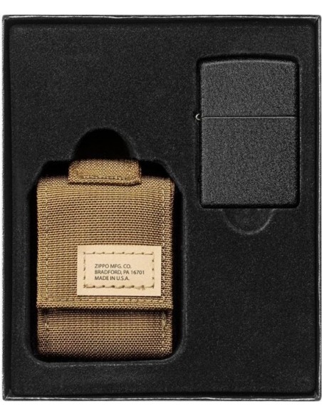Zippo Black Crackle + Tactical Case – Ochre