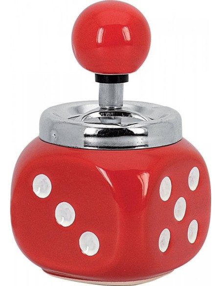Rotating Ashtray Playing Dice Red