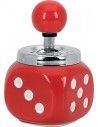Red ceramic rotating ashtray in the shape of a die.