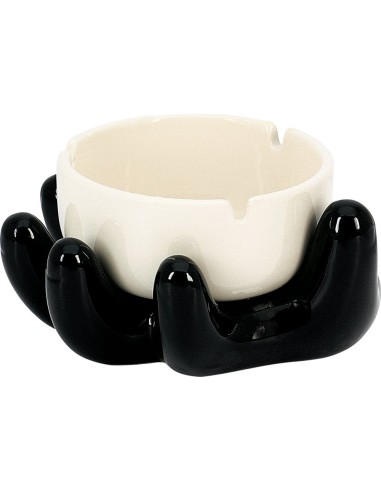 Ceramic Ashtray Hand Black and White