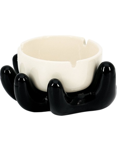 Ceramic Ashtray Hand Black and White