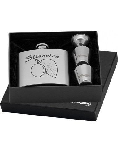 Plum Brandy Flask Set + 2 Shot Glasses