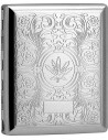 Metal cigarette case by Lucca di Maggio with a decorative design. The cigarette case holds 20 cigarettes