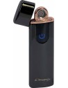 Luxury USB lighter in attractive gift packaging. When opened, pressing the touch button heats the coil, which lights the cigarette. The package also includes a velvet pouch and a USB cable.