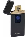 Luxury USB lighter in a nice gift box. Upon opening, the spiral heats up by pressing the touch button, allowing you to light a cigarette. The package also includes a velvet pouch and a USB cable.