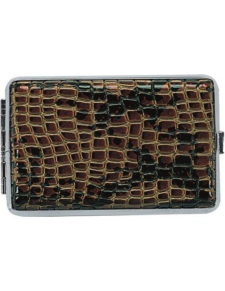 Faux Leather Cigarette Case Croc Brown