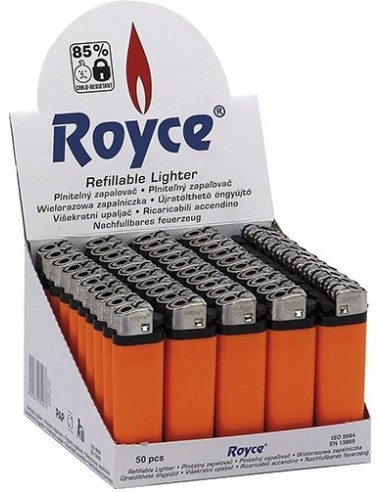 Jednorazový zapaľovač Royce - oranžová